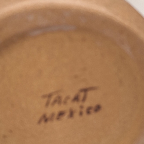 Vintage Tacat Hand Painted Folk Art Mexican Sandstone 9.5" Vase - Picture 5 of 6